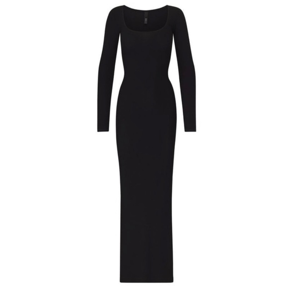GUC Skims Black Long Sleeve Ribbed Dress - Picture 1 of 6